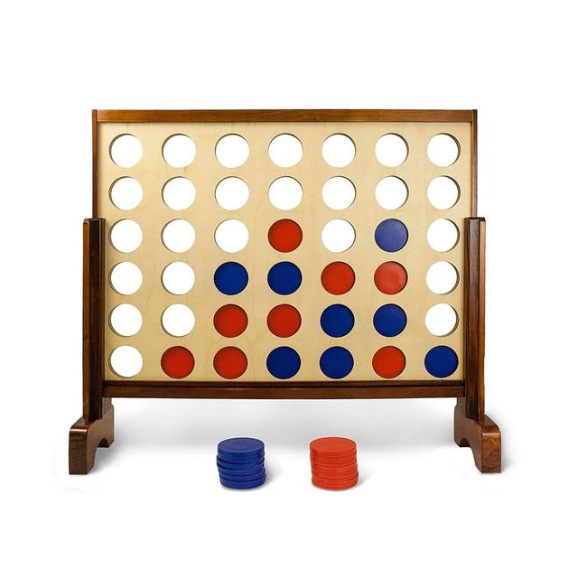 YardGames 3 x 2 Feet Premium Wooden Giant 4 In a Row Yard and Backyard Multi Player Outdoor Lawn Game Set for Parties, BBQs, and More