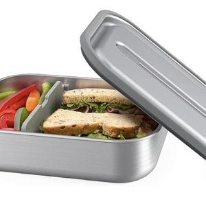Bentgo MicroSteel Leak-Proof Lunch Box - Microwave-Safe, Oven-Safe, Bento-Style Container with Removable Divider, Airtight Lid, Sustainable Design, Odor & Stain Resistant (Stainless Steel)