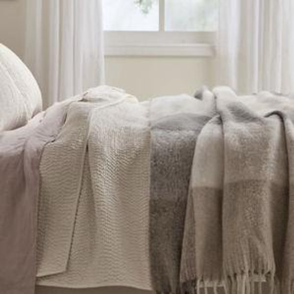 Plaid Wool Alpaca Throw (Natural Plaid)