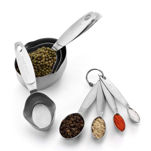 Spring Chef Measuring Cups and Spoons, Stainless Steel 8 Piece Set, Oval