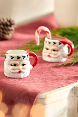 Ceramic Santa Espresso Cups, Set of 2