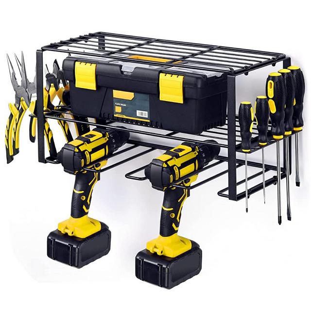Heavy Duty Floating Tool Shelf, Metal Power Tool Storage Organizer Holder, Wall Mounted Rack for Handheld Tools, Garage Storage & Organization Products, Removable Design, Perfect for Father's Day