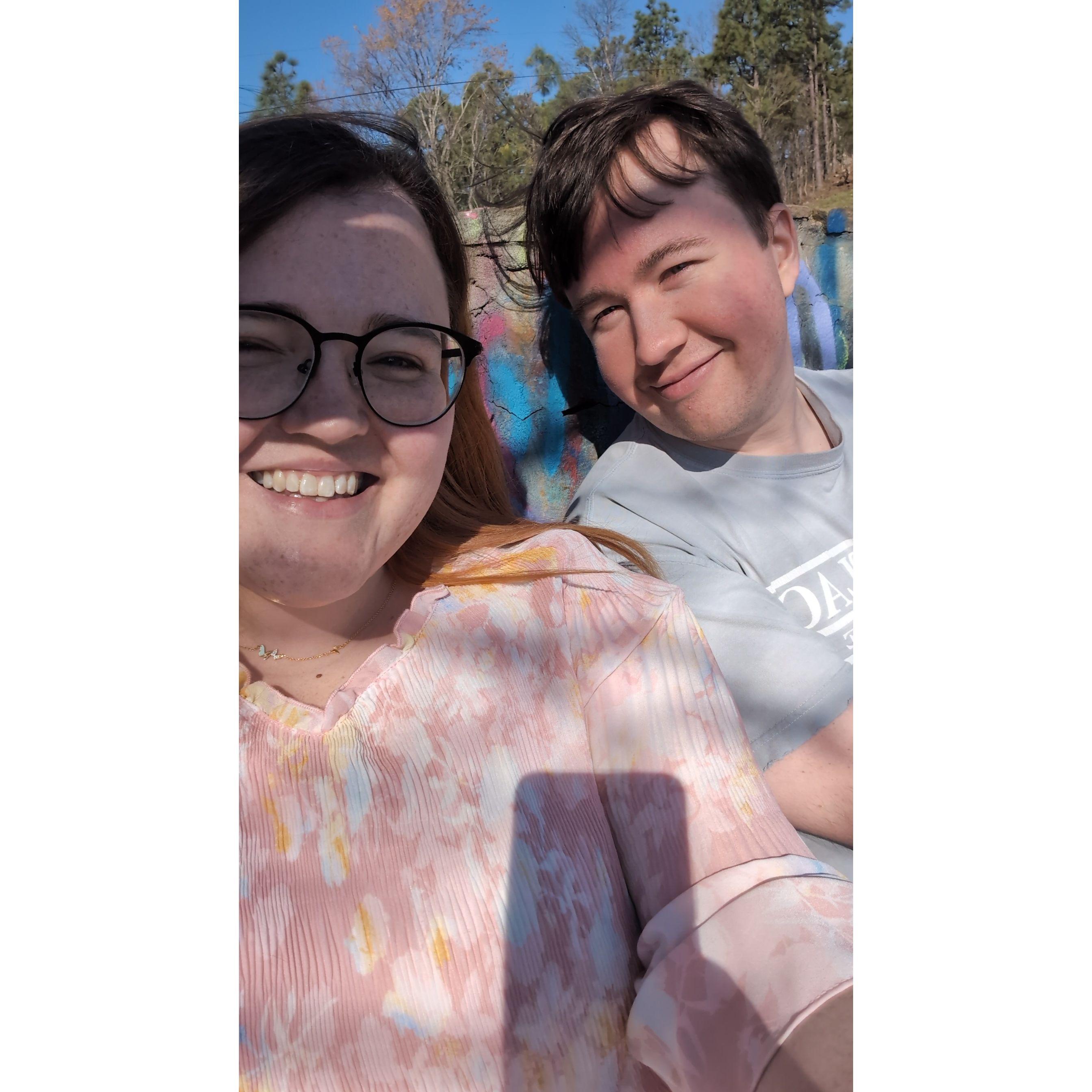 This picture was on top of "the mountain" in Jacksonville, AL where Ashley hung out during undergrad.