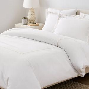 Garnet Hill | Signature Vine Embroidered Percale Duvet Cover
