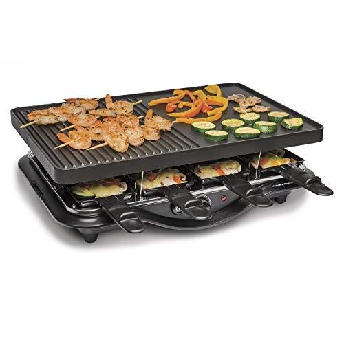 Hamilton Beach 8-Serving Raclette Electric Indoor Grill, Ideal for Parties and Family Fun, Black (31612-MX)