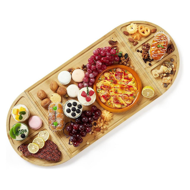 3 Piece Magnetic Cheese Board Set, Large Bamboo Charcuterie Board Set with Deep Juice Groove, Cheese Serving Set for House Warming, New Home, Wedding