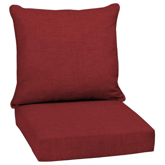 Arden Outdoor Deep Seat Cushion Set, 24 in x 24 in, Weather-Proof, Rain-Proof, Fade Resistant Patio Cushion for Chair, Sofa, and Couch Ruby Red Leala