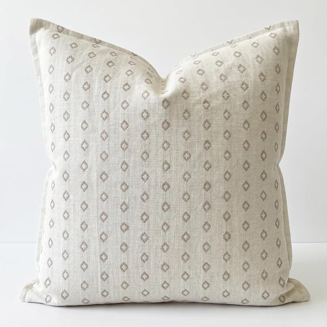SanVia Cotton Throw Pillow Covers 20x20 – Handwoven Jacquard Texture, Fade-Resistant, No Pilling – Hidden Zipper, Decorative Cushion Cover for Sofa, Couch, Bed – Insert Not Included (Geometric, White)