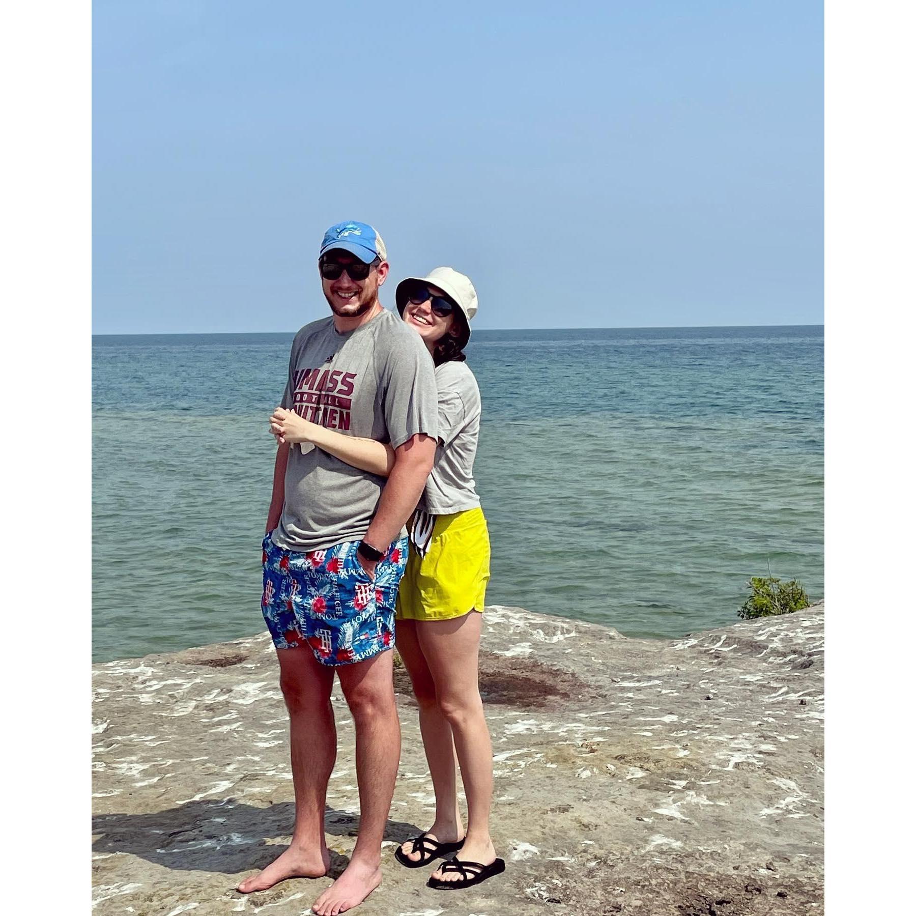 Taking a break during an afternoon kayak trip on Lake Huron.