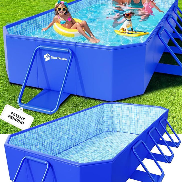 StarOcean 2026 Large Foldable Pool,Non-Inflatable Swimming Pool for Kid,Adult Collapsible Pool Hard Plastic,Overthickened Extra Large Foldable Pool,Portable Folding Kid Pool for Backyard,118"x73"x20"