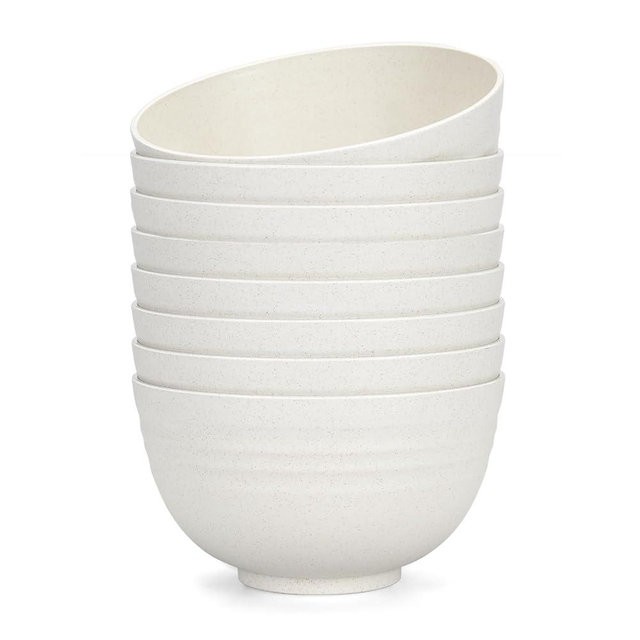 Homestockplus 24 Oz Unbreakable Cereal Bowls Set of 8 - Microwave & Dishwasher Safe Wheat Straw Fiber Bowls for Soup, Rice, Salad - Eco-Friendly and Durable 【Non Ceramic】