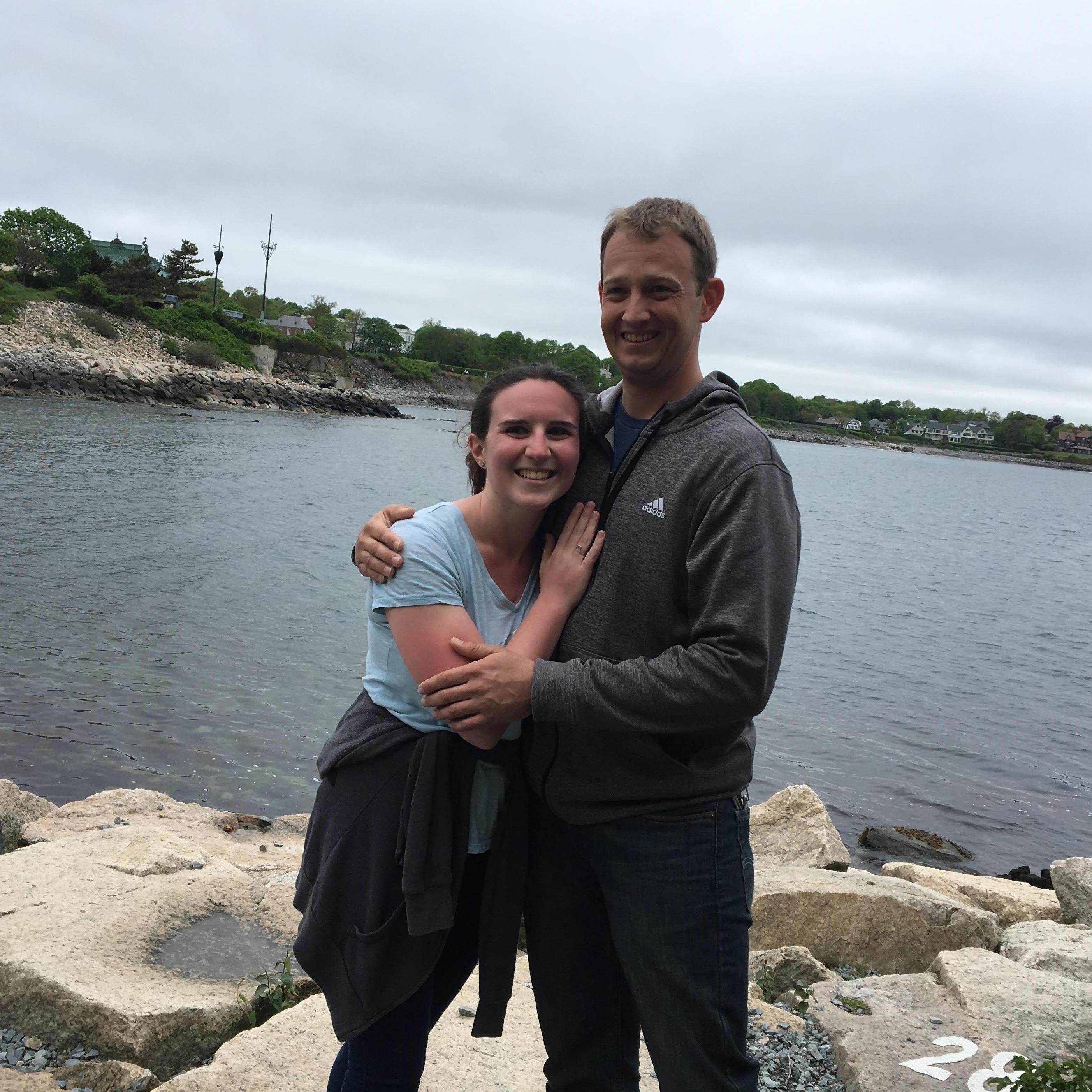 Getting engaged at the Cliff Walk in Newport, RI.