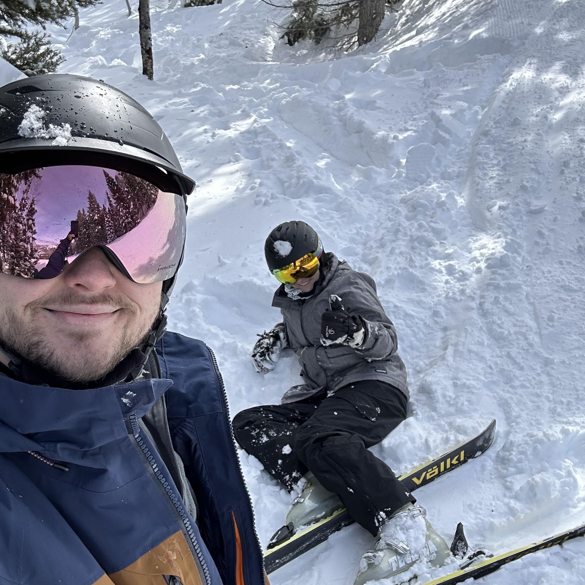 Jens teaching Emily how to ski...