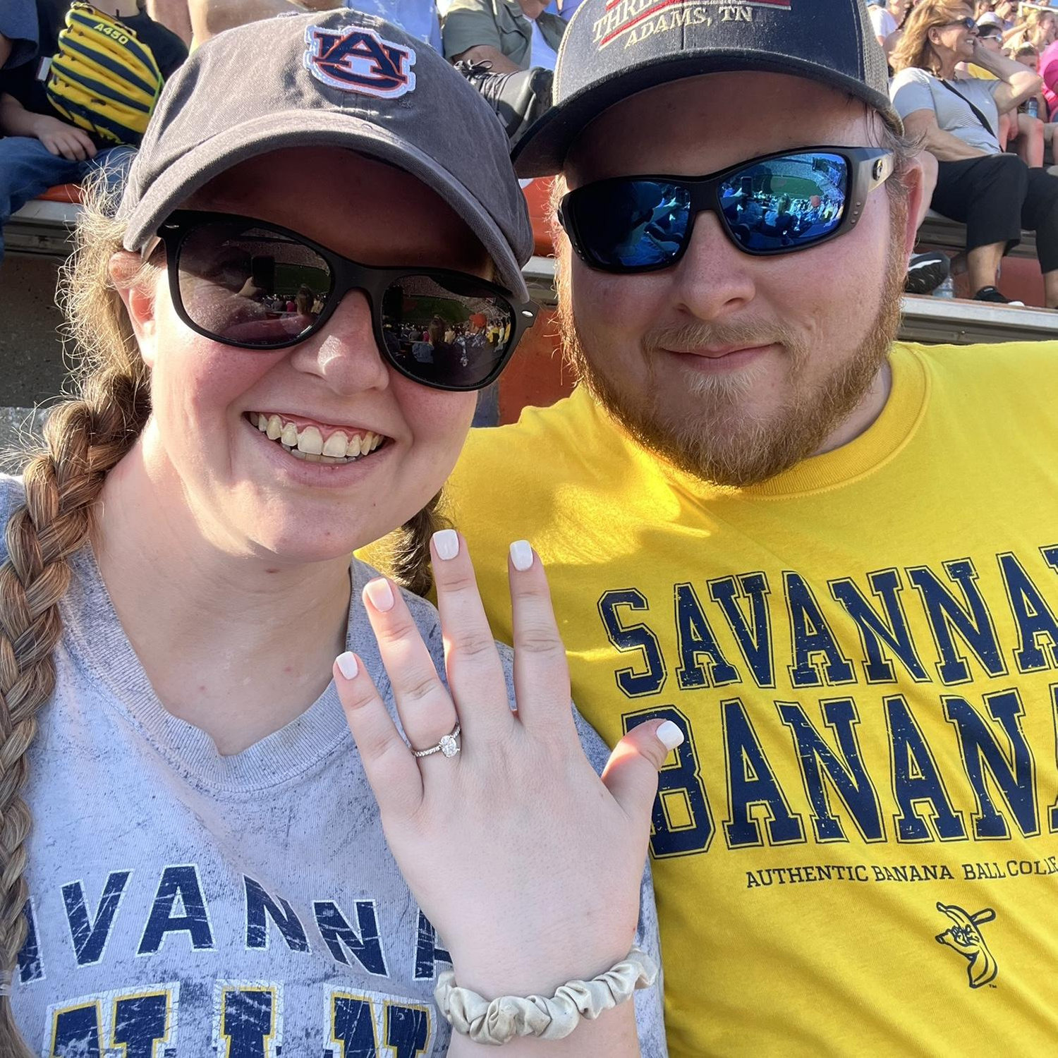 Celebrated at the Savannah Bananas game in Clemson the day after he proposed. I hit a home run with him.