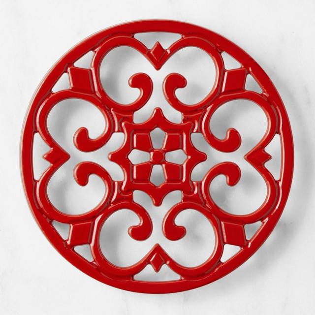 Round Cast Iron Trivet, Red