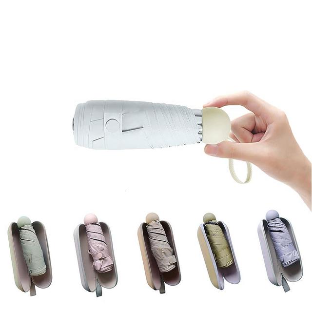 BAODINI Travel Mini Umbrella for Purse With Case-Small Compact UV Umbrella Protection Sun-Lightweight Tiny Pocket Umbrella with Case for Women, Girls