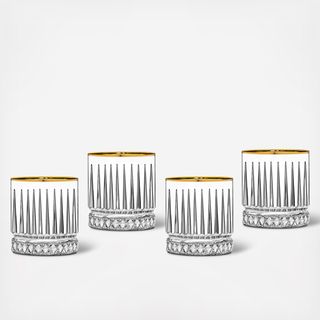 Avenue Gold Rim Double Old Fashion Glass, Set of 4