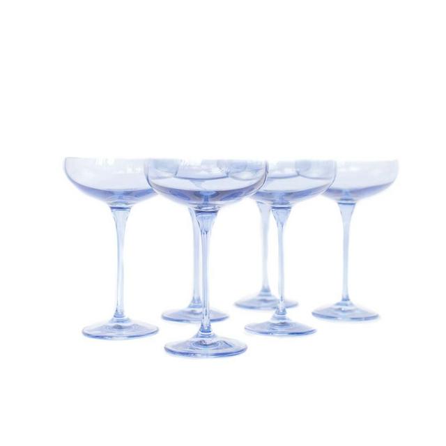 Estelle Colored Glass Estelle Colored Champagne Coupe Glass Cobalt Blue S/6