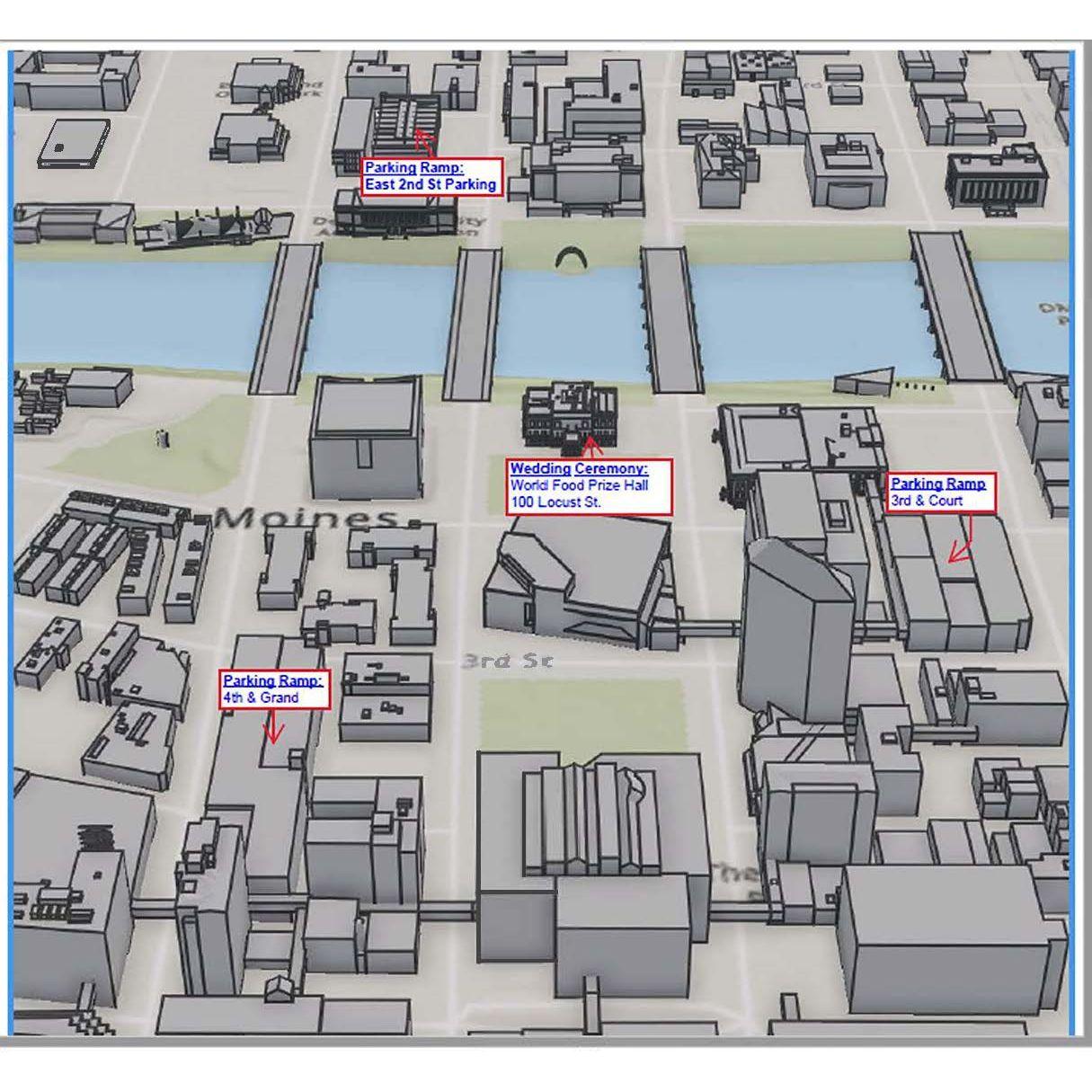 Des Moines Parking and World Food Prize Map for the ceremony