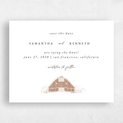Brown Fall Wedding Save the Date - Alder Barn