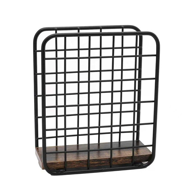 Holyvill Napkin Holder for Table, Farmhouse Wood Napkins Holder with Rustic Brown Base, Standing Napkin Dispenser for Kitchen Countertop, Dining Room, Restaurant or Cocktail Coffee Bar