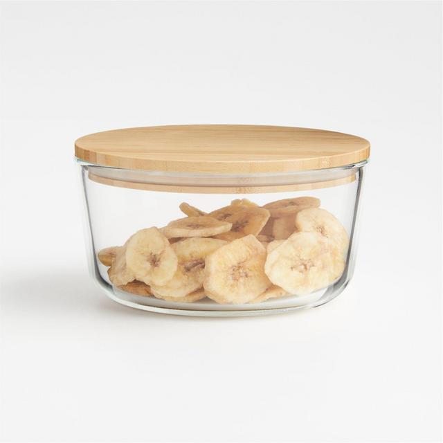 4-Cup Round Glass Storage Container with Bamboo Lid