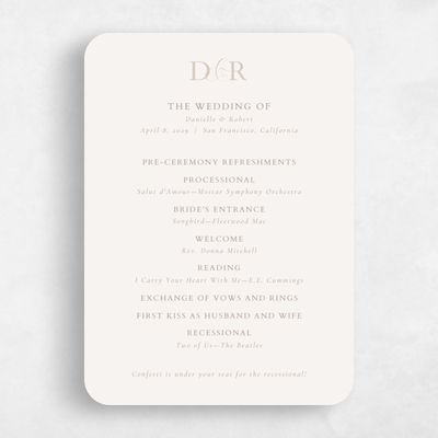 Beige Rounded Wedding Program - Damon