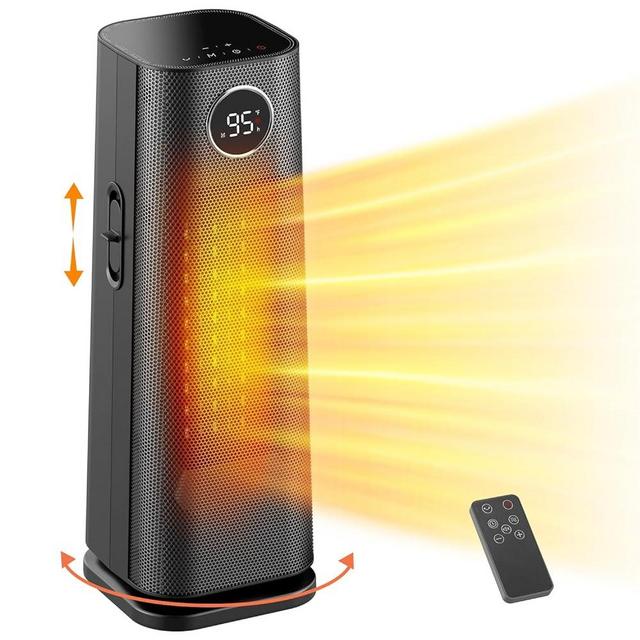Wind Talk Space Heater for Indoor Use, 1500W Fast Electric Portable Ceramic Heaters with Thermostat, 4 Modes, 24H Timer, 70°Oscillating Room Heater with Remote for Office Bedroom Use, 2023 Upgraded