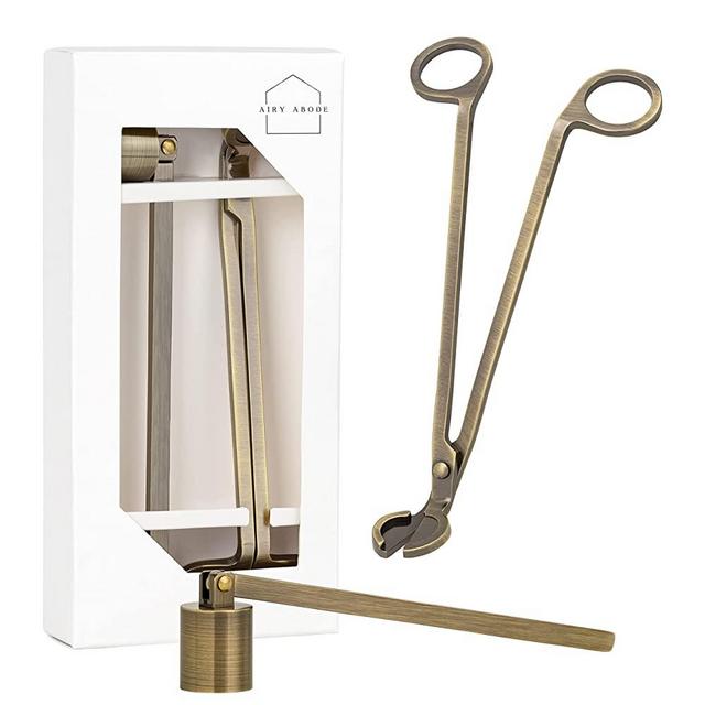Candle Wick Trimmer and Candle Snuffer Accessory Set – Brushed Gold