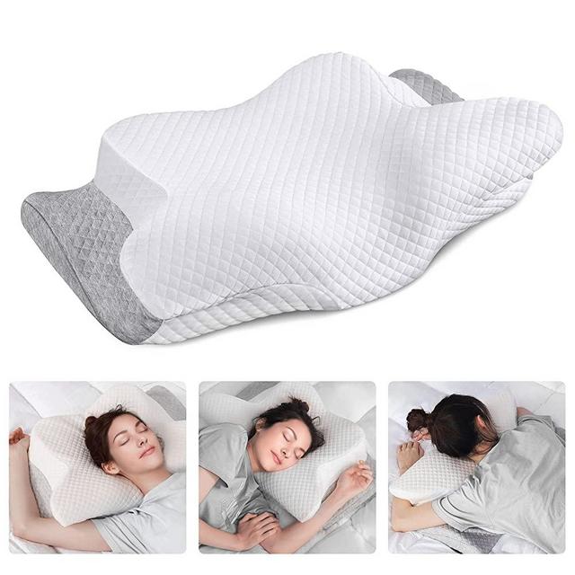 ZAMAT Adjustable Cervical Memory Foam Pillow, Odorless Neck Pillows for Pain Relief, Orthopedic Contour Pillows for Sleeping with Cooling Pillowcase, Bed Support Pillow for Side, Back, Stomach Sleeper