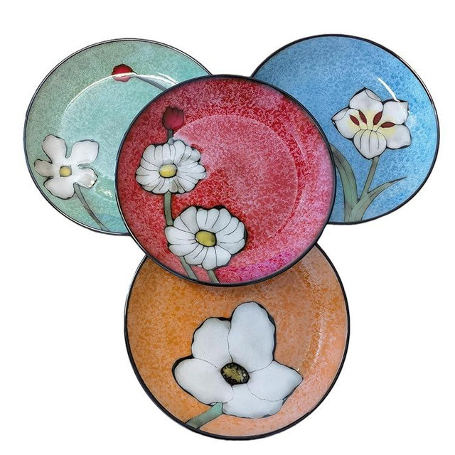 Ceramic Plates For Kitchen, 8 in - Plates Set of 4 - For Salad,Steak,Dessert,Bread, Pasta,Appetizer, Serving etc - Dishwasher, Microwave, and Oven Safe - For Breakfast, Lunch and Dinner (8 Inch)