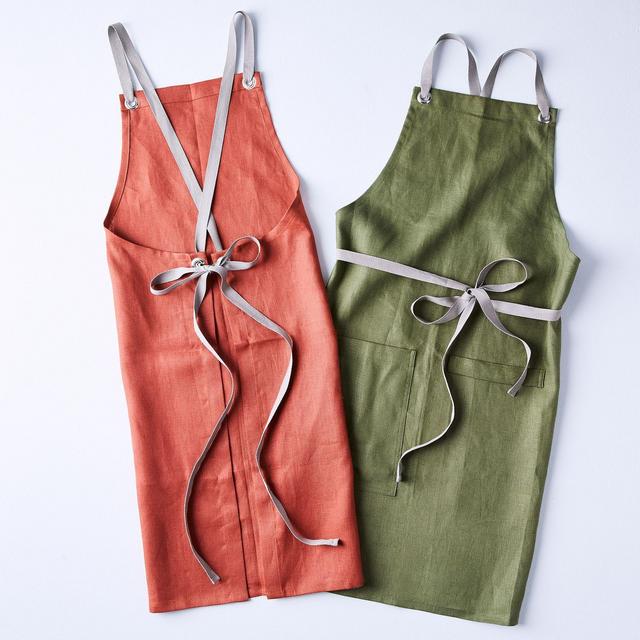 Cross-Back Linen Kitchen Apron