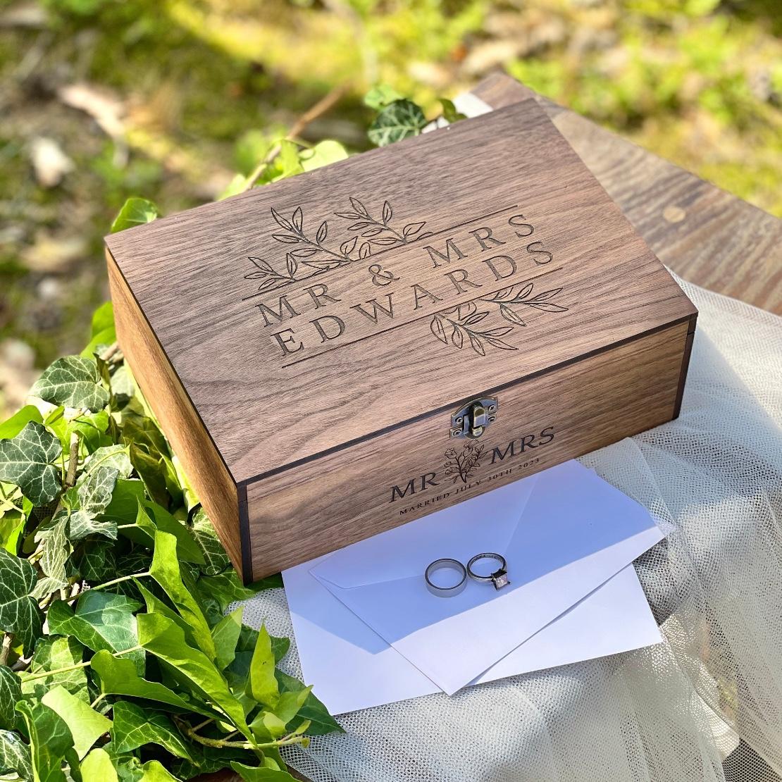 Custom Personalized Wooden Memory Keepsake box - Valentine Gift Box for Him, Her, Boyfriend, Girlfriend, Couple, Engagement Wedding Card box