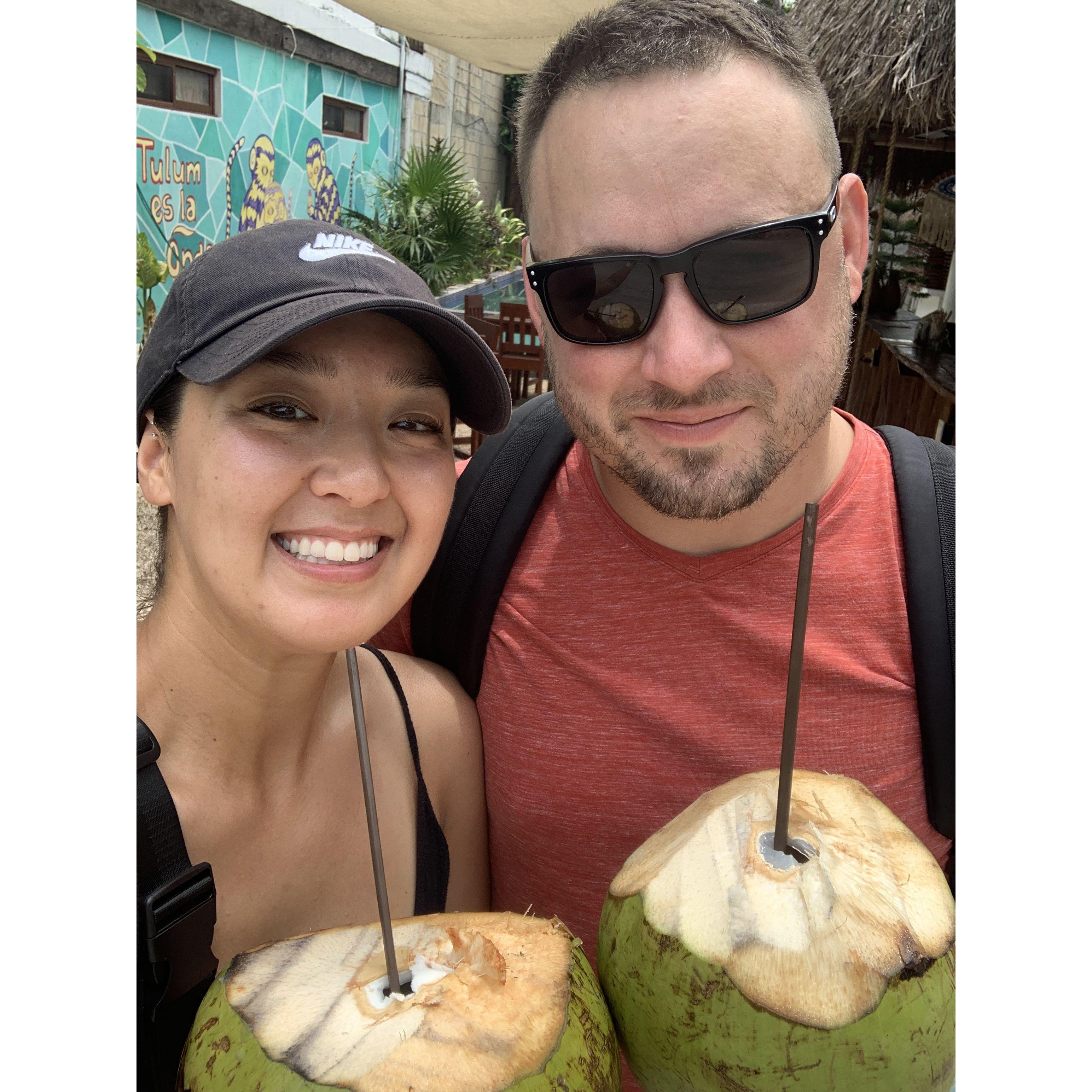 Fresh coconuts in Tulum