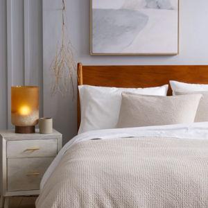 Organic Luxe Honeycomb Duvet Cover in Sand - Cal King