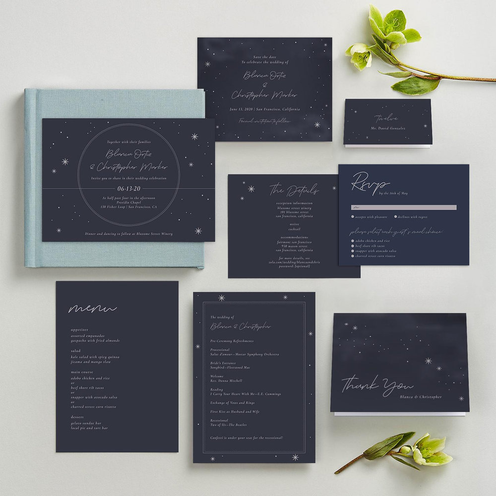 Splendor Portrait | Navy | Zola Save The Dates