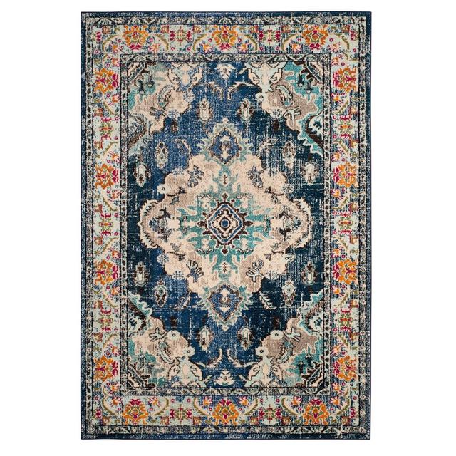 Navy/Light Blue Medallion Loomed Area Rug 8'X10' - Safavieh