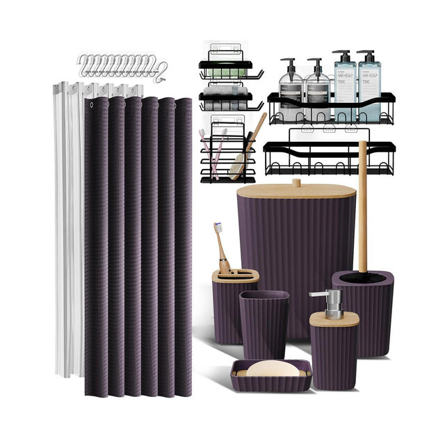 25 Piece Complete Bathroom, Vanity & Shower Accessories Set - White