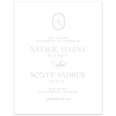Blue Modern Wedding Digital Save the Date - Korina Portrait
