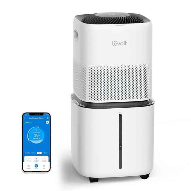 LEVOIT Superior 6000S Smart Evaporative Humidifiers for Home Whole House up to 3000ft², 6 Gal, Last 72-Hour, Premium Filter, Dry Mode, Wheels & Water Fill Hose & Foldable Storage - Quiet Sleep Mode