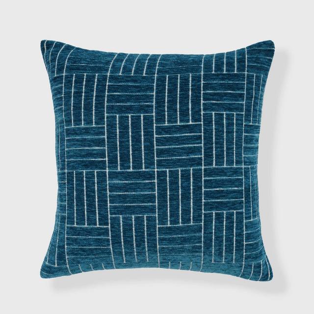 18"x18" Staggered Striped Chenille Woven Jacquard Square Throw Pillow Teal - freshmint