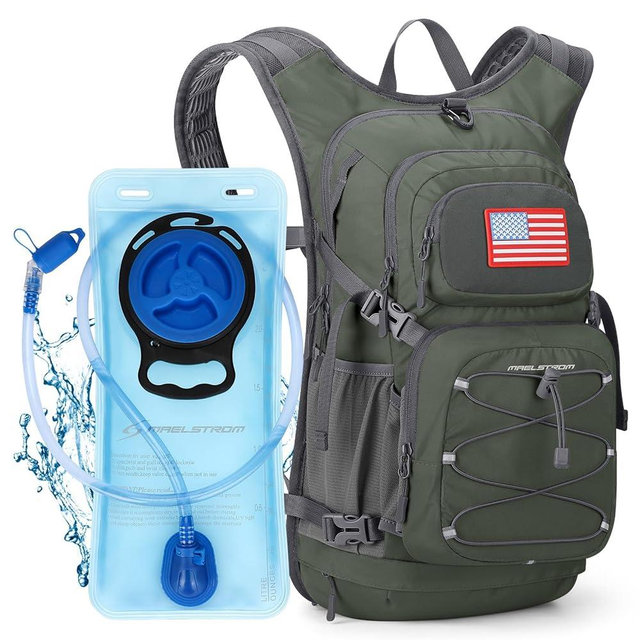 Maelstrom Hydration Hiking Backpack with 2L/3L Water Bladder, High Flow Bite Valve Water Backpack Men Women Lightweight Insulation for Hiking, Cycling, Running, Climbing, Camping