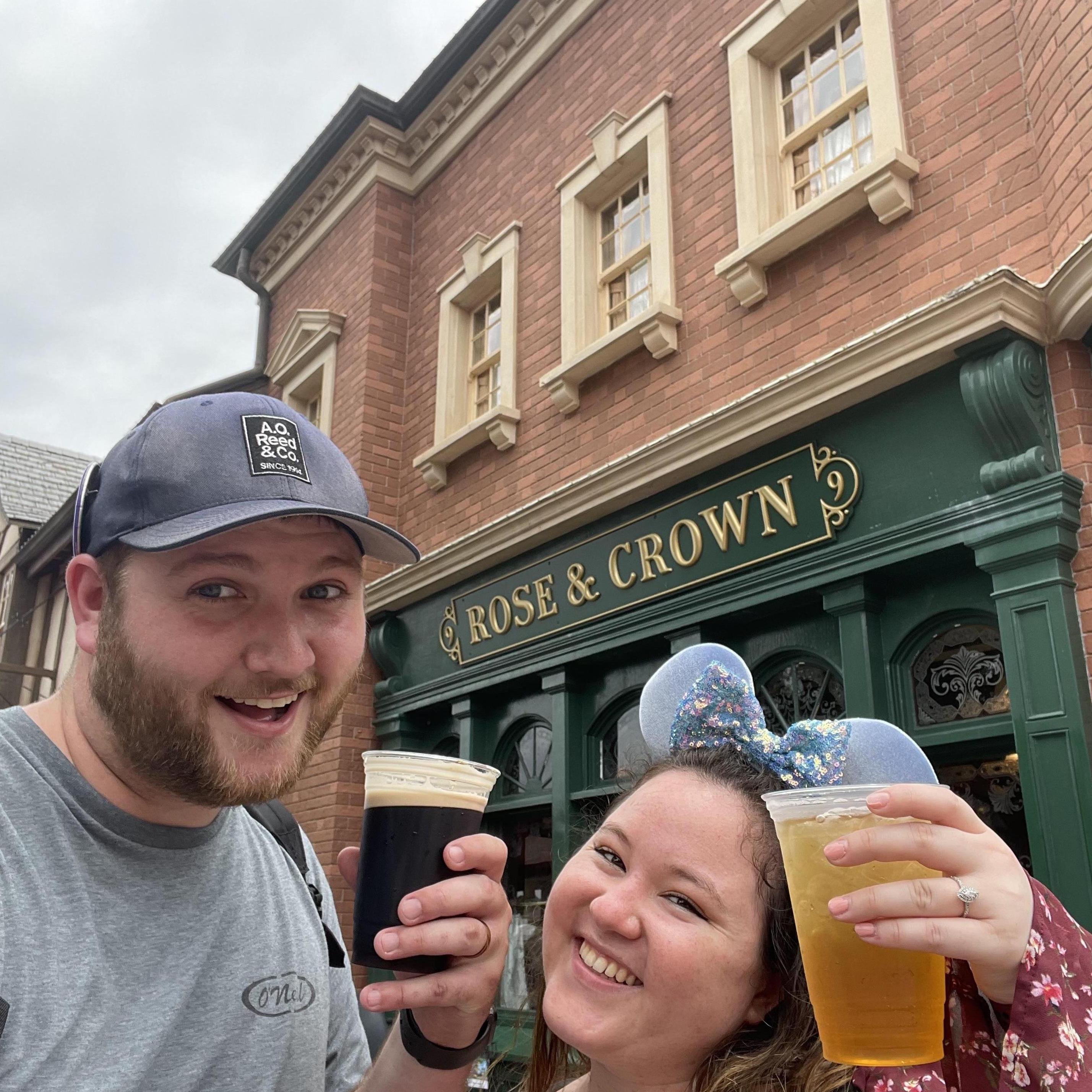 Our first drink at Rose & Crown in Epcot