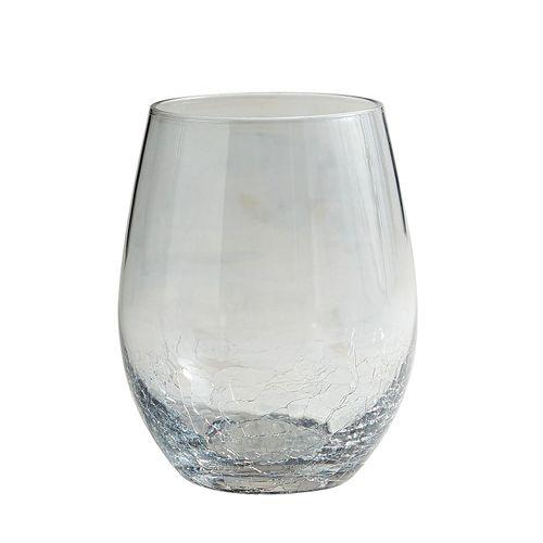 Crackle Collection Mist Blue Stemless Wine Glass