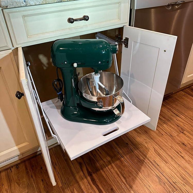 Wood Technology Kitchen Appliance Lift, White, with Self-Locking Spring Mechanism for Heavy Appliance Storage and Space Savings (24" Shelf)