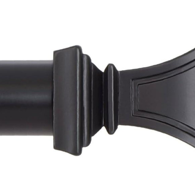 Ivilon Decorative Window Curtain Rod - Carved Square Finials, 1 1/8 in Rod, 28 to 48 in. Black