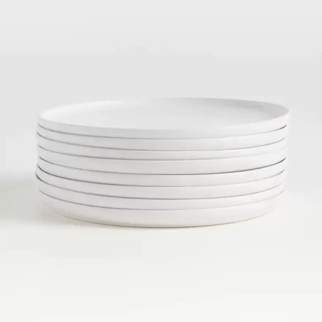 Wren Matte White Dinner Plates, Set of 8