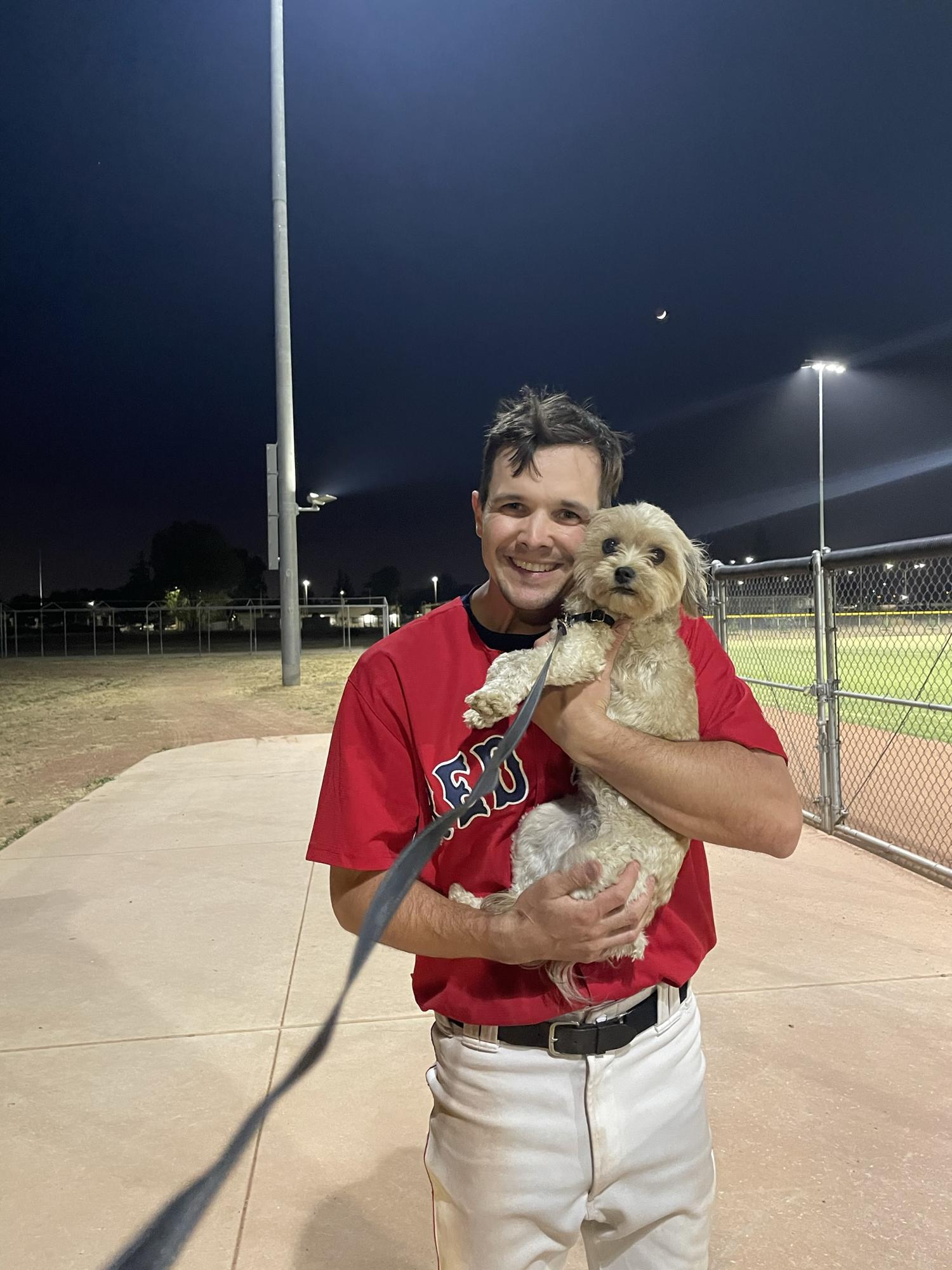Pippa visiting her dad at his baseball game in Sacramento