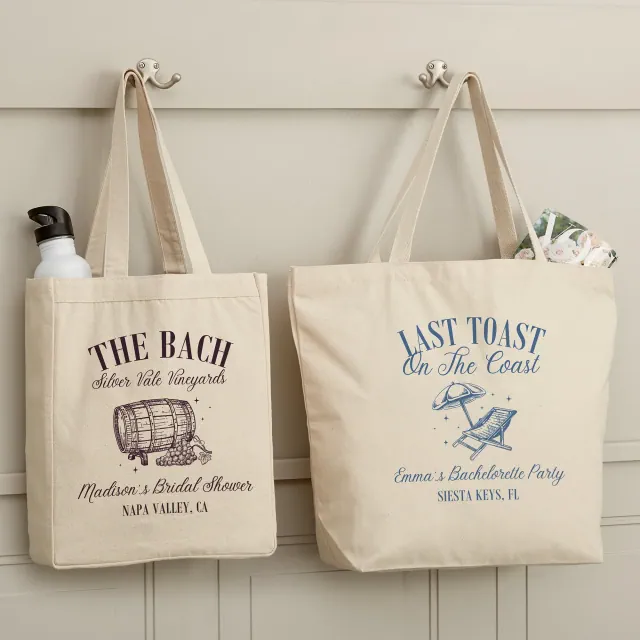 Social Club Personalized Canvas Tote Bag- 14" x 10"