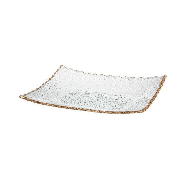 Godinger Crystal Tray 13" X9" with Gold Band